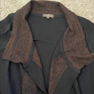 Lo.Ri. Wool Blend Black Brown Tribal Print Long Cardigan Large Made in Italy